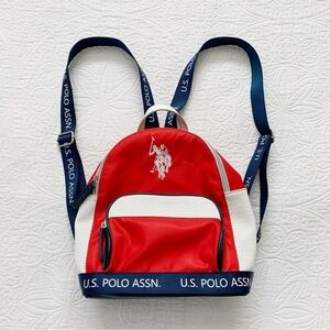 U.S. Polo Assn. Nylon Logo Backpack, Red / White / Blue